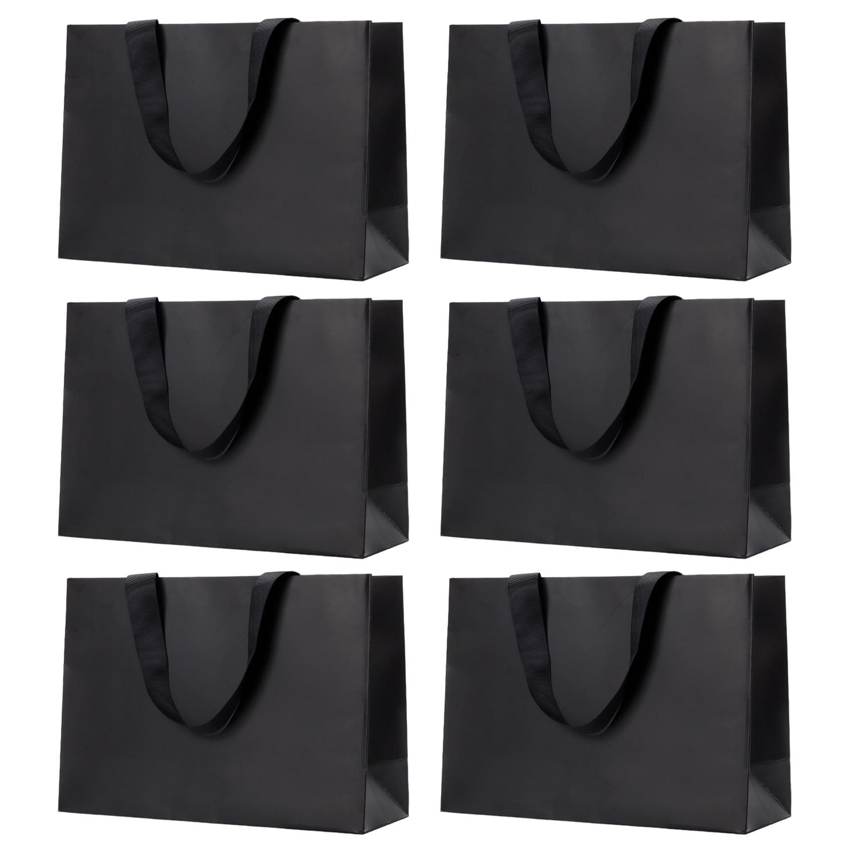 12Pcs Black Gift Bags for Presents Medium Paper Gift Bags with Embedded Handles for Birthdays, Parties, Weddings & Festive Occasions