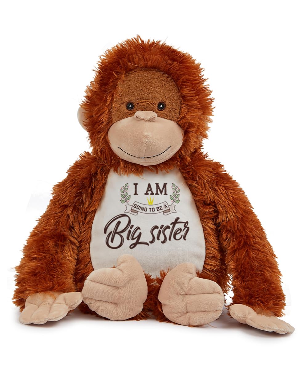 Big Sister Teddy Bear Gift – “I Am Going To Be A Big Sister” Printed Soft Toy | Cute Pregnancy Announcement Gift for Kids Girl | Baby Reveal Plush Toy | Soft Toys Teddy. (Orangtun)