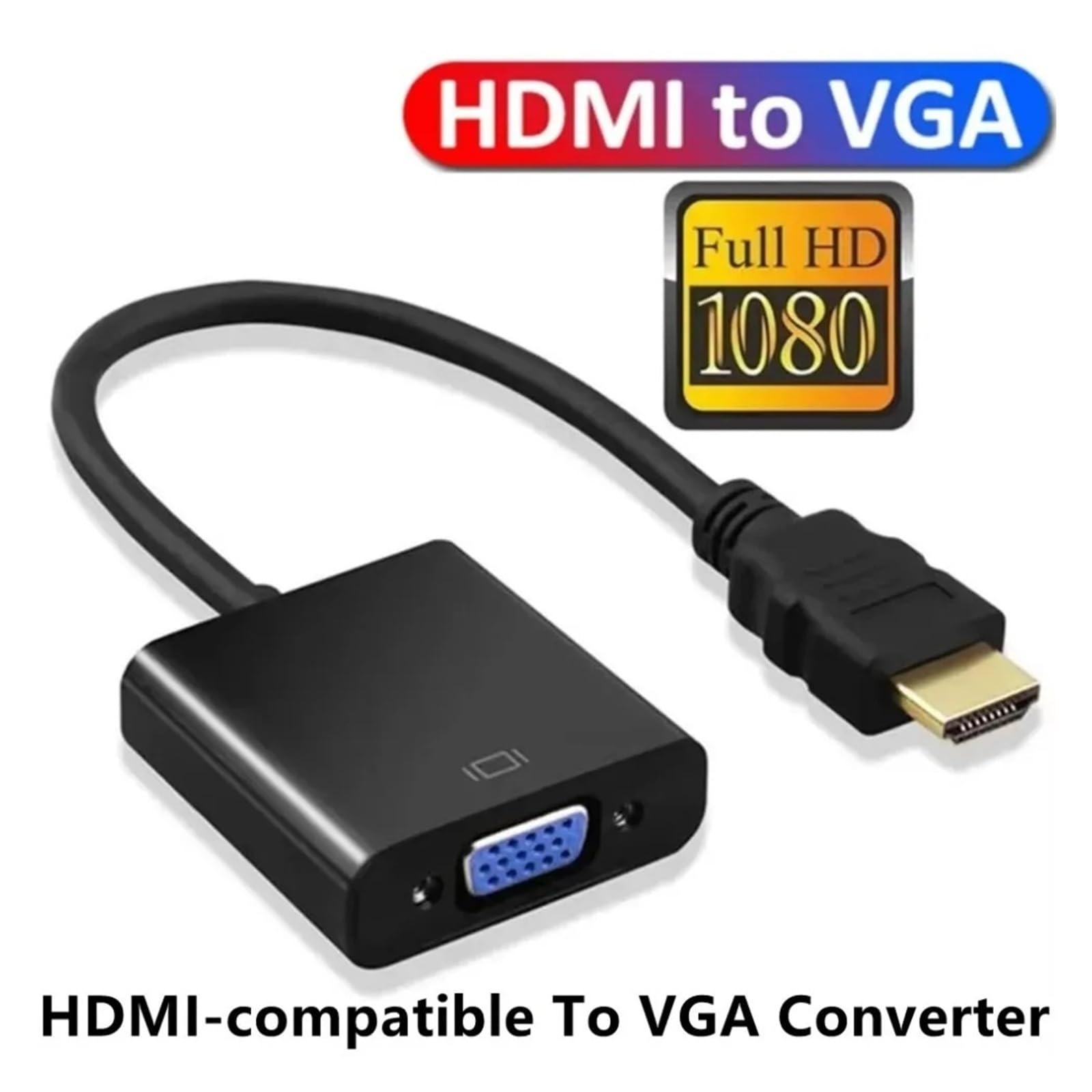 1080P HDMI na VGA męski na żeński adapter konwerter do laptopa PC (biały)