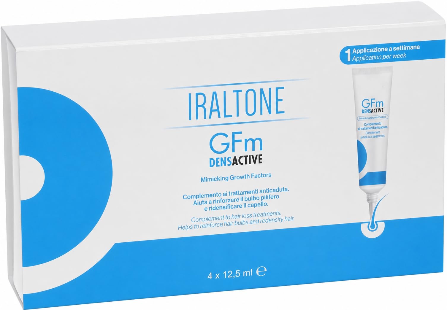 GFM Densactive Gel Trattamento Anticaduta Capelli Uomo Donna Rinforzante | 4 tubi da 12,5 ml - AZIONE RINFORZANTE PER CAPELLI PIÙ FORTI E DALL'ASPETTO PIÙ DENSO - FACILE DA UTILIZZARE