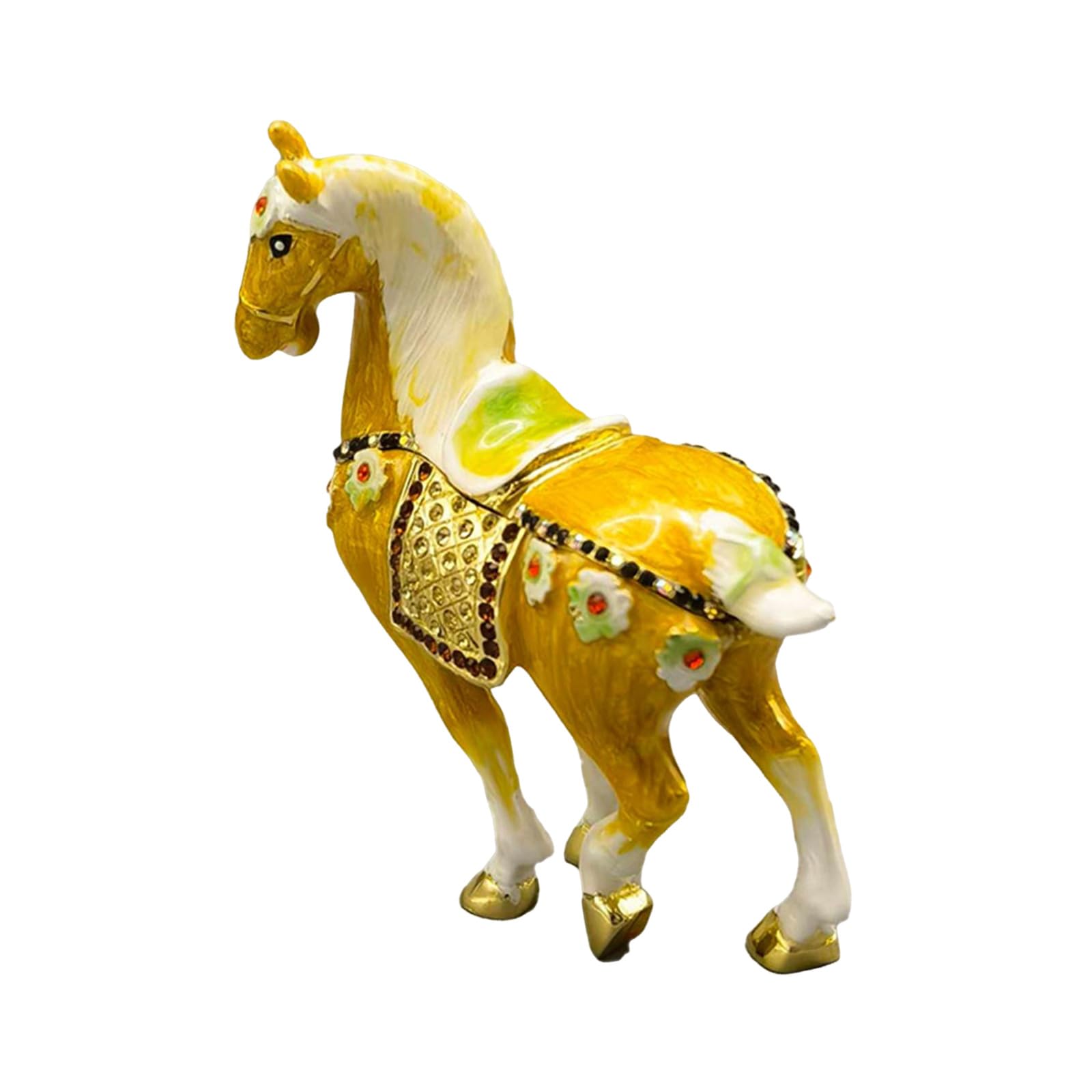 TFAOYS Painted Horse Jewelry Box Zinc Alloy Trinket Case, Compact Decorative Storage Painted Horse Jewelry Box Zinc Alloy Trinket Case