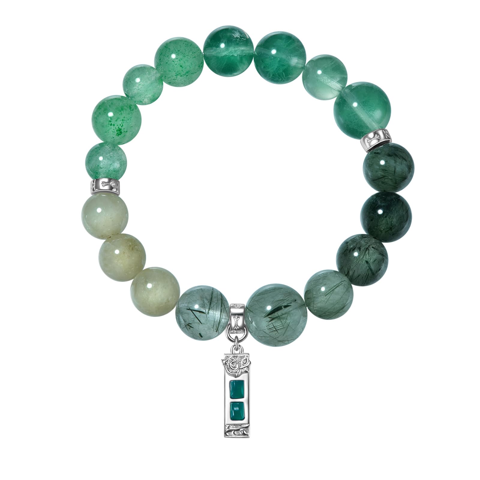 Five Elements Solid 925 Sterling Silver 18K Gold/White Gold Vermeil Crystal Gemstone Beads Bracelet gift for women
