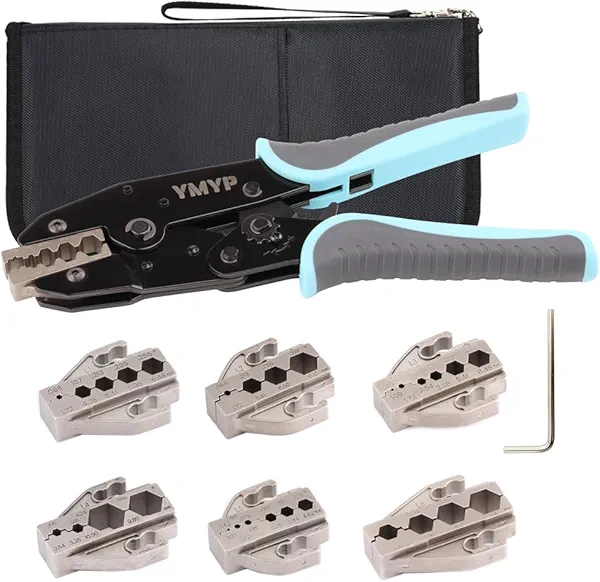 YMYP Coaxial Crimping Tool Set for Coaxial RG LMR BNC Type Cable and Connectors with 7 Changeable Dies