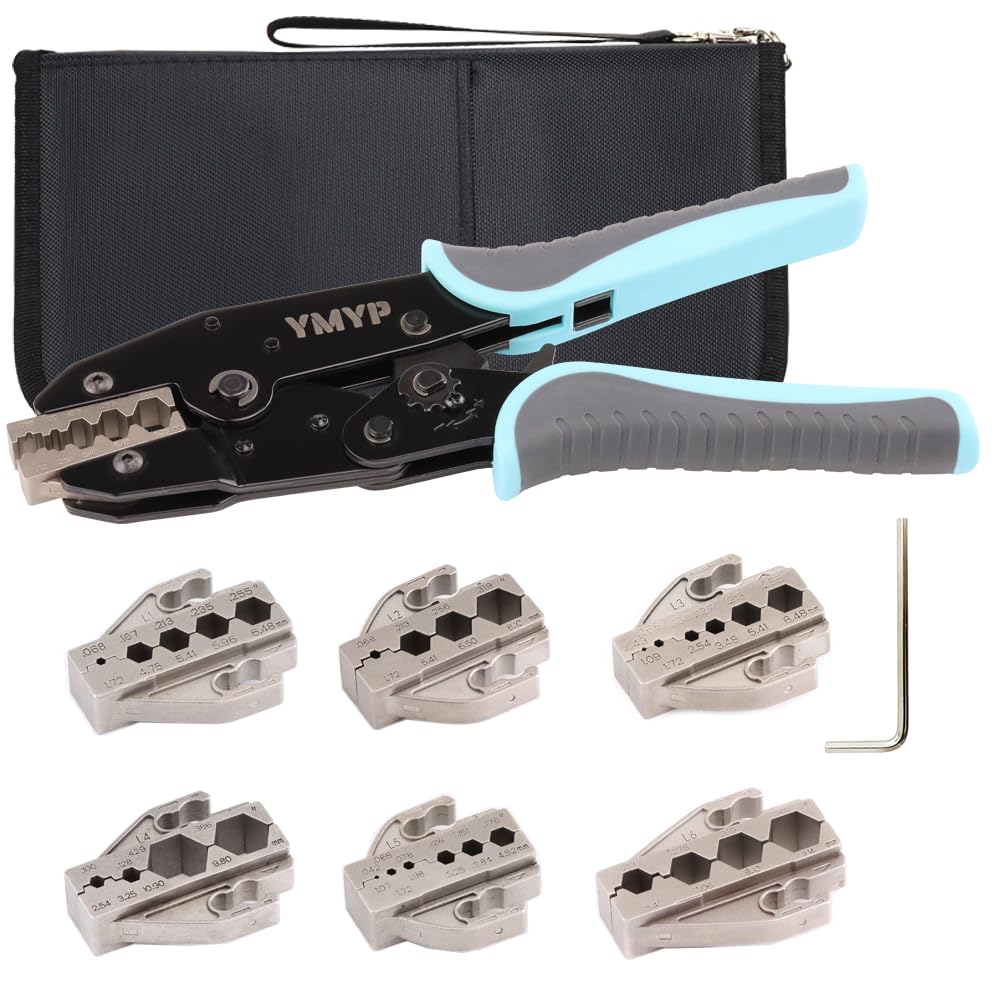 YMYP Coaxial Crimping Tool Set for Coaxial RG LMR BNC Type Cable and Connectors with 7 Changeable Dies