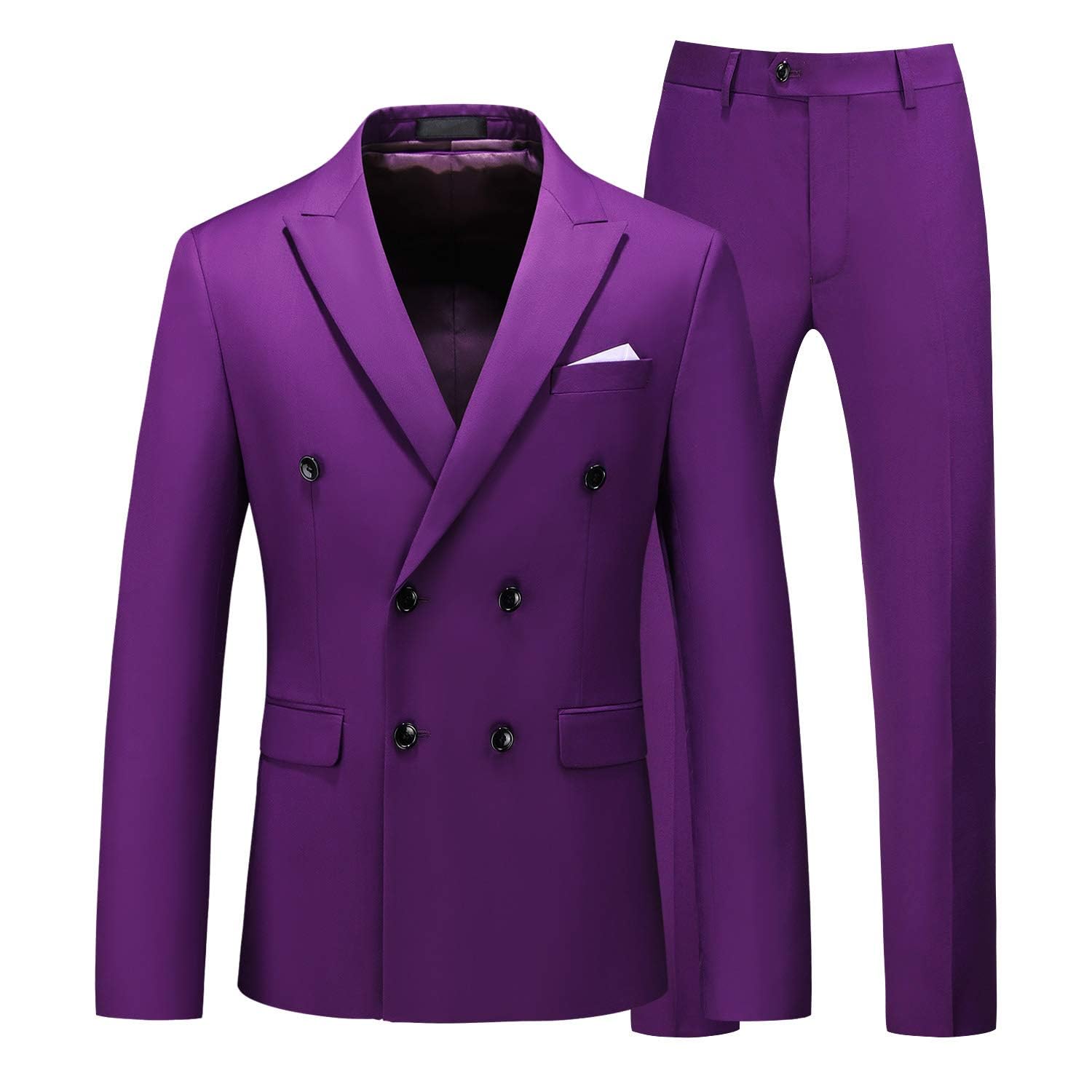 MOGU Abito da uomo, 2 pezzi, slim fit, con blazer doppiopetto e pantaloni da smoking