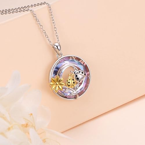 Miniatura 3 de Collares de animales para mujeres y niñas de plata de ley 925 con colgante de rana, mariquita, cobaya, camello, jirafa, gato, seta, paloma, joyería