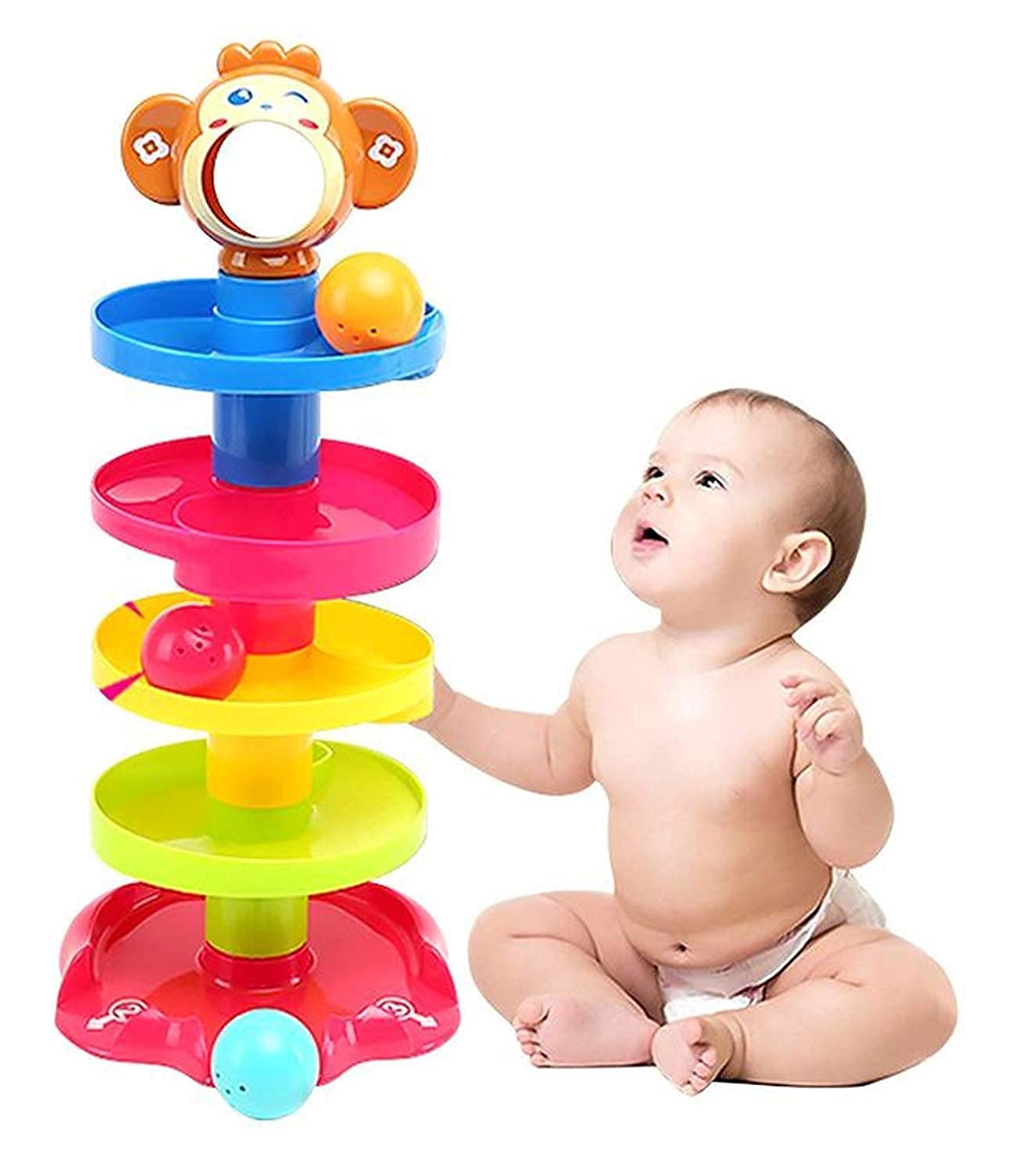LONGMIRE Ramp Roll Ball Tower For Toddlers | Ball Drop And Roll Swirling Tower | Educational Brain Development Activity & Learning Monkey Toys For Children (5 Layer) 1-5 Years Kids, Multi Color - Image 9 thumbnail