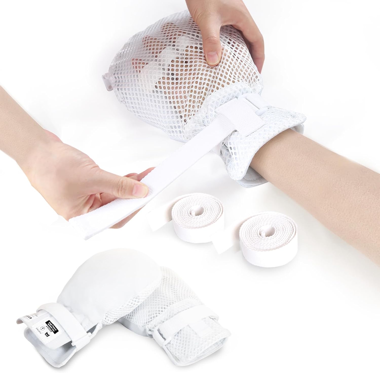 2PCS-Restraint Gloves for Dementia Patients Single Patient Use Breathable Mesh Safety Mitts with Zipper