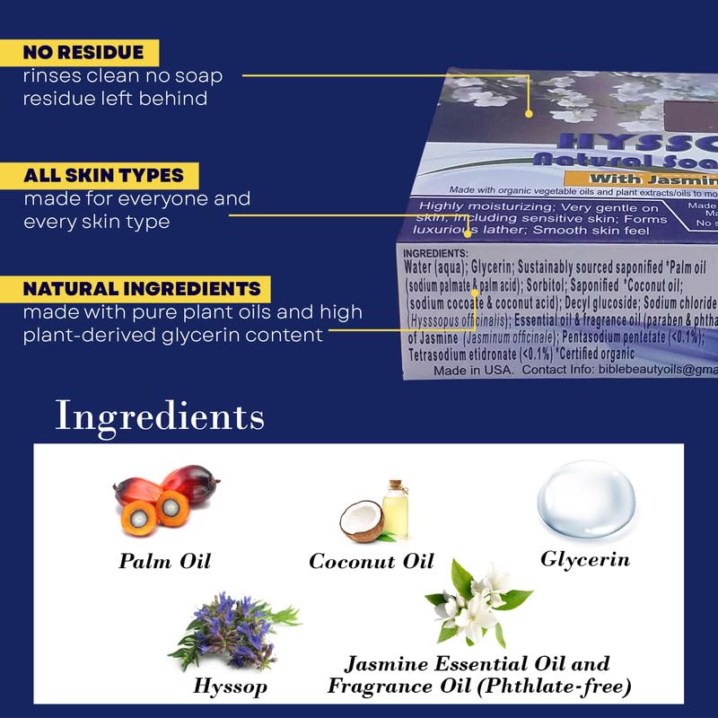 Miniatura 4 de Cleanse Me with Hyssop and I Shall Be Clean Hyssop Natural Jasmine Soap Bar -1 Barra de jabón