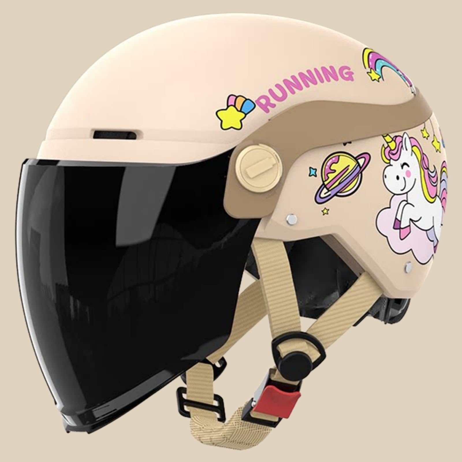 Casco Jet Per Bambini, Casco Scooter Per Bambini Con Visiera Parasole Per Ragazzi E Ragazze Dai 3 Ai 12 Anni, Casco Moto Jet Per Bambini Omologato ECE 22.06