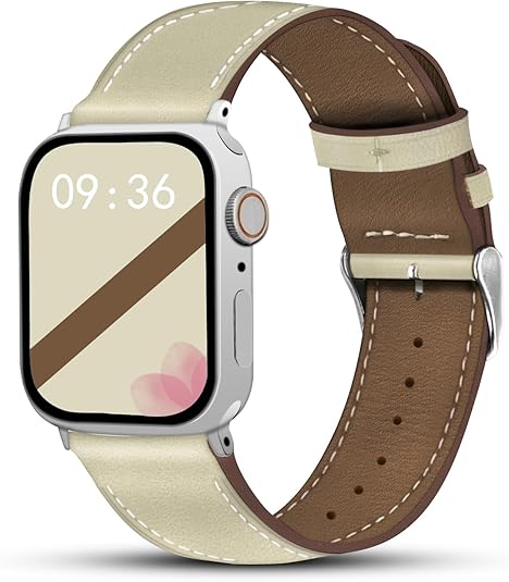 Genuine Leather Band Compatible with Apple Watch Bands for Women Men 49mm 46mm 45mm 44mm 42mm 41mm 40mm 38mm, Soft Leather Replacement Strap for iWatch Ultra/SE/Series 11 10 9 8 7 6 5 4 3 2 1