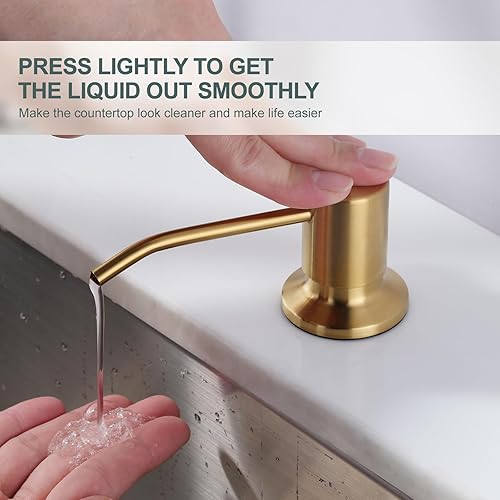 Miniatura 5 de WOWOW - Grifo de cocina negro y dorado con dispensador de jabón, grifo de fregadero de cocina de acero inoxidable con una sola manija de arco alto