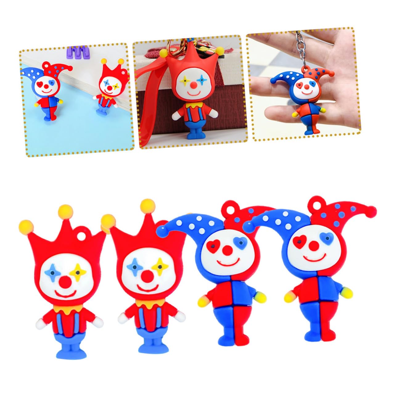 NUOBESTY 30 Stk Clown-zubehör Auto Zubehör Schlüsselbund Auto-gadgets Schlüssel Anhänger Taschenanhänger Für Neujahr Clown-ornament Clown-anhänger Modellieren Schlüsselanhänger Pvc