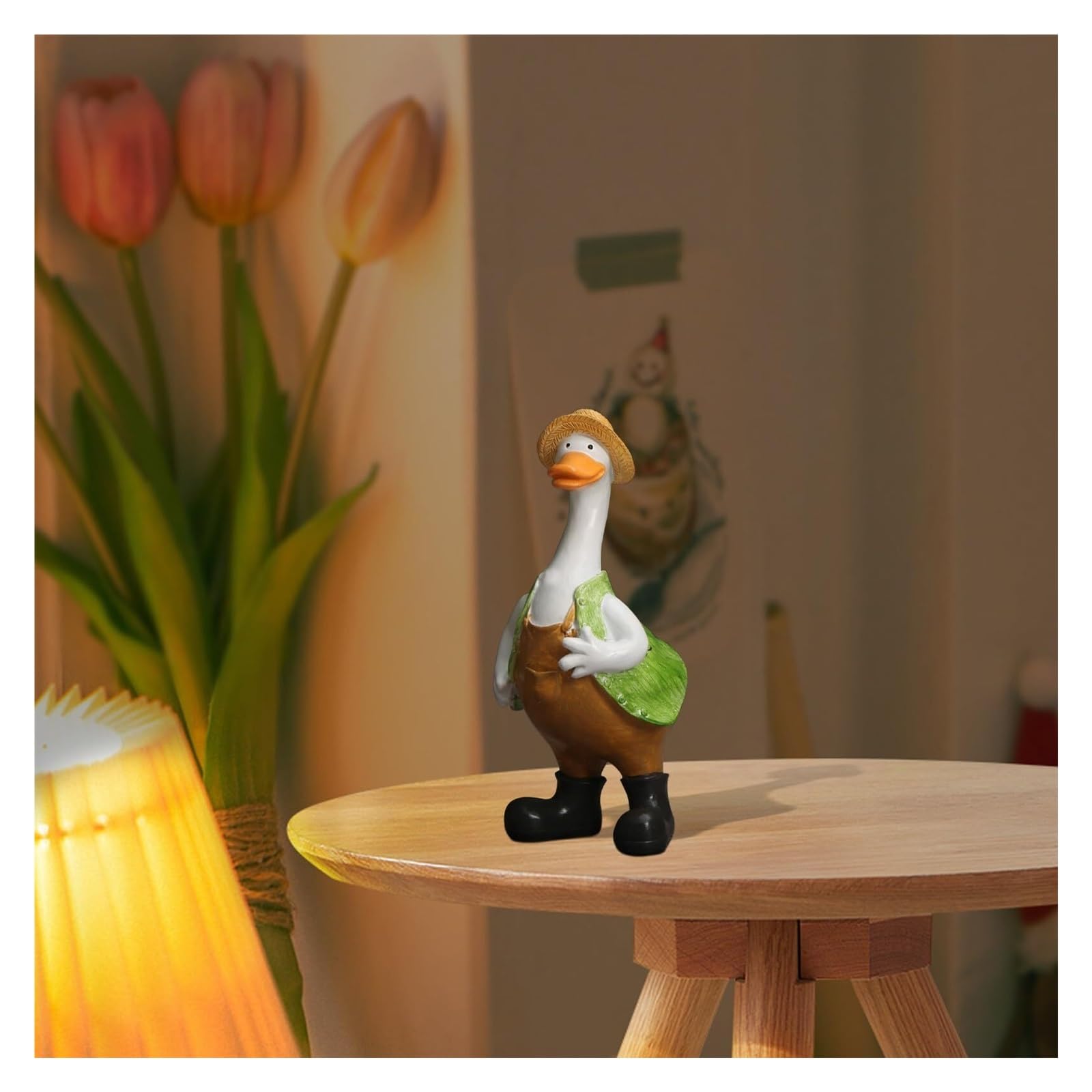 Arte per esterni Statua da giardino in resina con coppia di anatre, scultura in piedi oca Decorazioni per il giardino anteriore(Green)