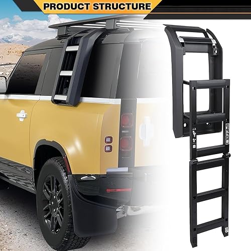 Miniatura 8 de Escalera de acceso lateral para portaequipajes compatible con Land Rover Defender 90110 2020-2023 L663
