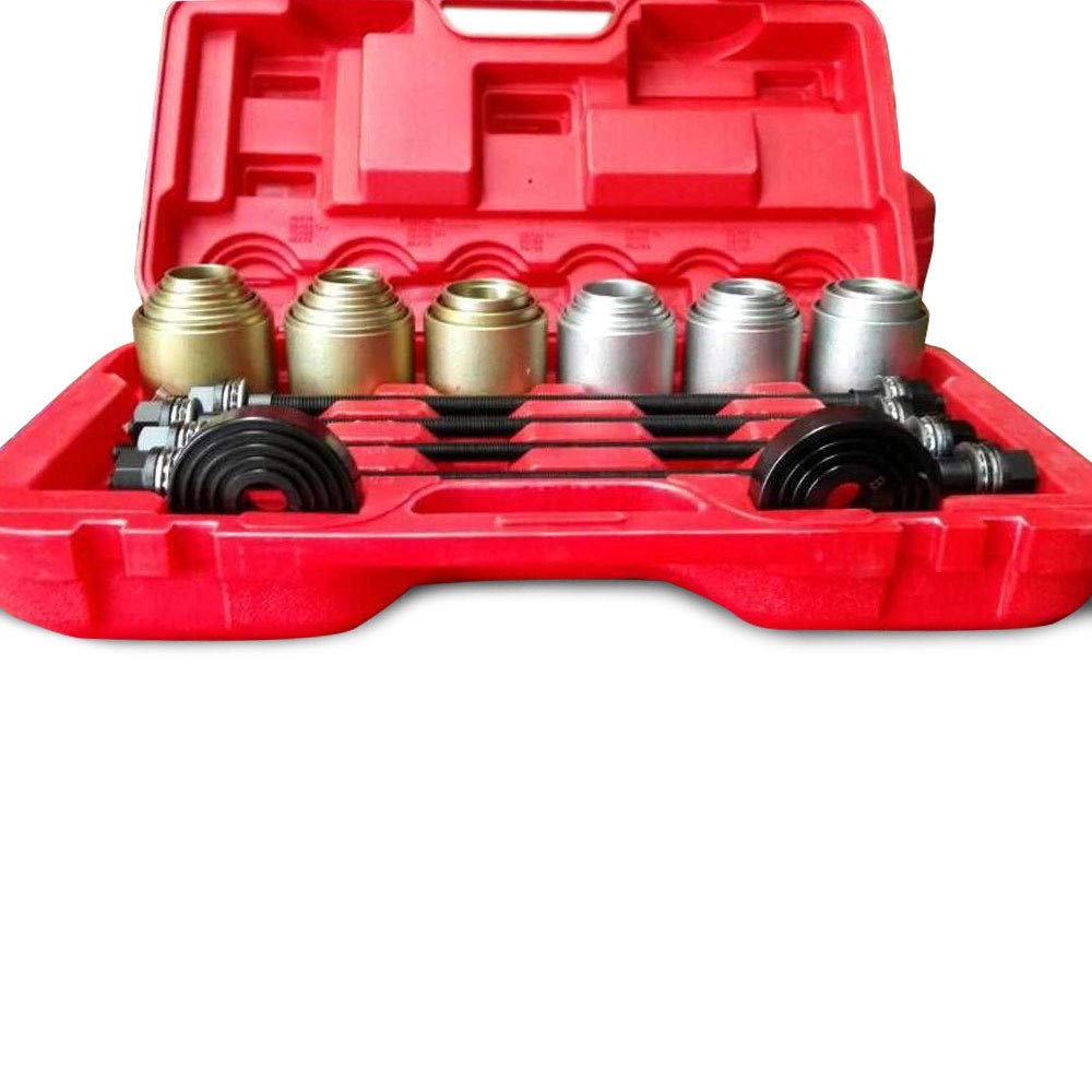 Set universale di attrezzi con estrattori per cuscinetti ruota, 26 pezzi, con manicotti di pressione, boccole in gomma, kit di smontaggio/montaggio per automobili