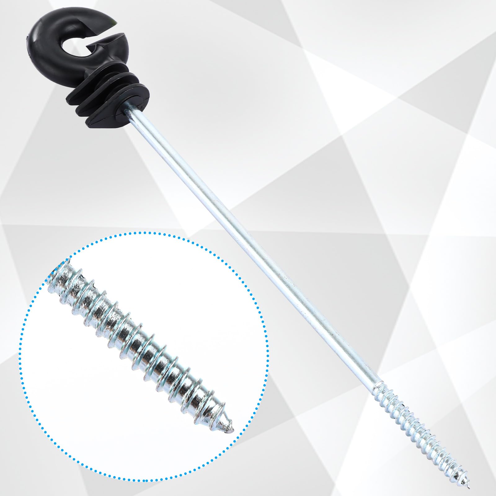 50 aisladores eléctricos para vallas, aisladores eléctricos de anillo de valla de tornillo largo, aislador de anillo de malla de alambre, accesorio eléctrico de poste de valla de prado, aislante de