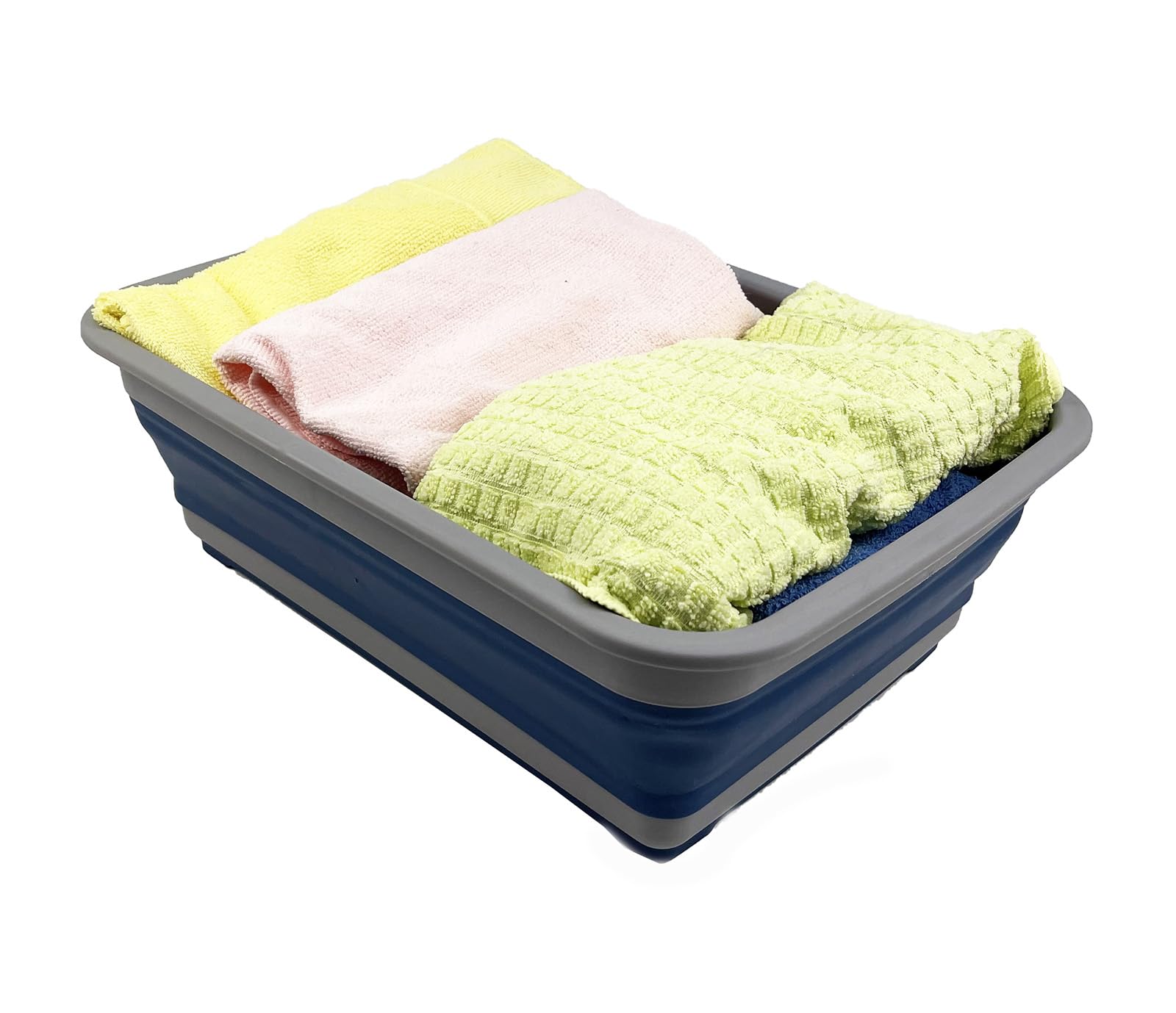 SAMMART Bassine pliable en plastique - 8 l - Pliable - Peu encombrant - Gris/bleu brouillard