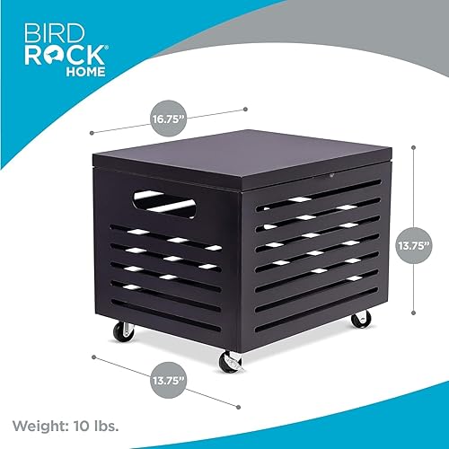 Vista 4 de BIRDROCK HOME Caja organizadora de almacenamiento de archivos rodante de bambú con tapa, archivador decorativo sobre ruedas, caja de archivos