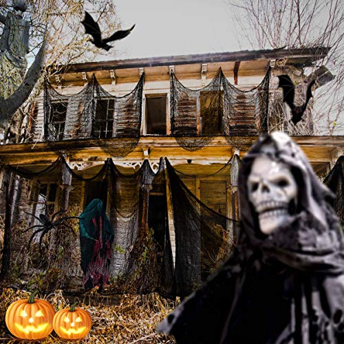 Halloween Creepy Cloth Giant (80 x 400 in.) Scary Gauze Cloth Spooky Halloween Decorations Party Supplies Decor Outdoor Yard Home Wall Haunted House Doorways Patio Garden Black4