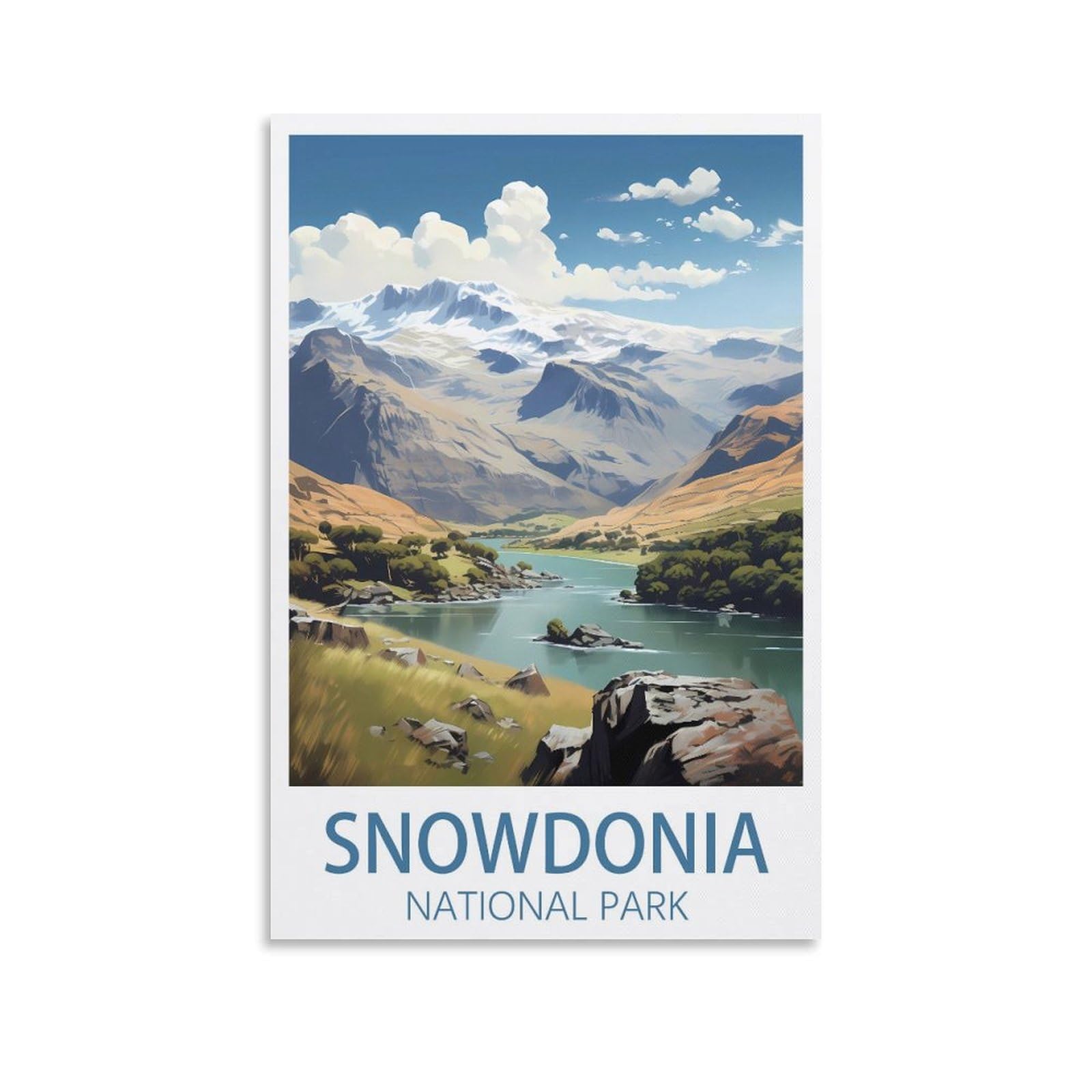 LCYNNH Snowdonia National Park Vintage Travel Posters Mountain 12x18inch(30x45cm) Print Home Bedroom Office Living Room Decor Canvas Poster