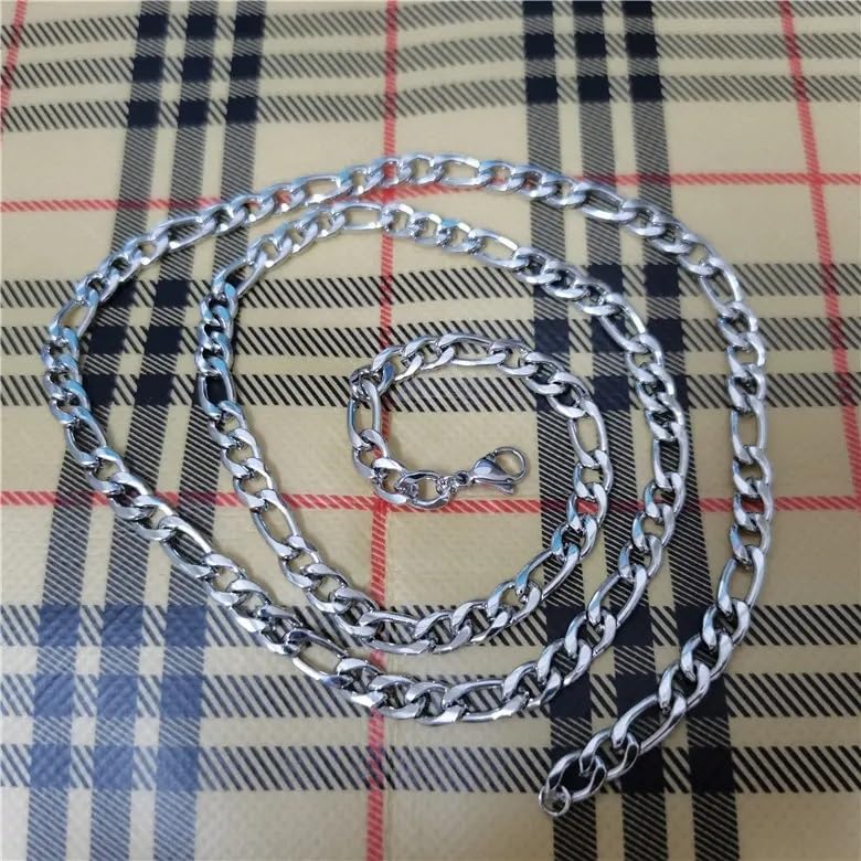 Image of MEENAZ silver chain for men necklace for men chains for boyfriend neck chain for gents chain for boys Stainless steel stylish long chains platinum Locket Pendant fashion-340