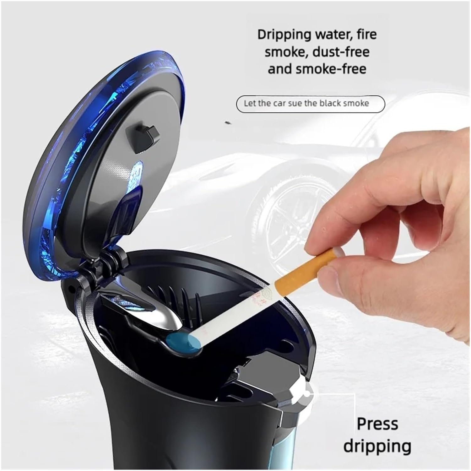 Self-Extinguishing Water-Dripping Car Ashtray, Cigarette Ashtray Holder for Car Interior Accessories(B)