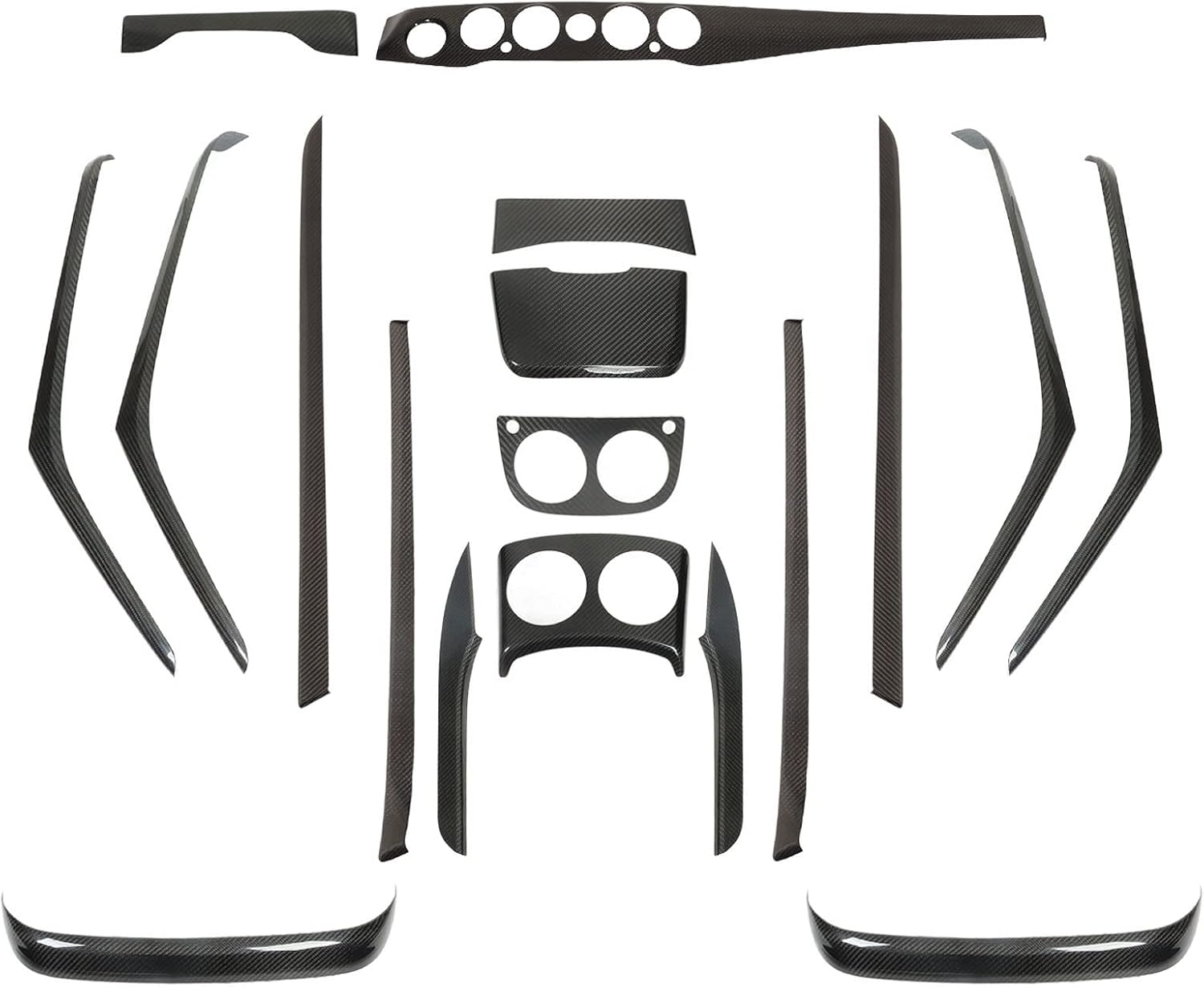 18 pcs Full Set Interior Decoration Trim Kit, Glossy Black