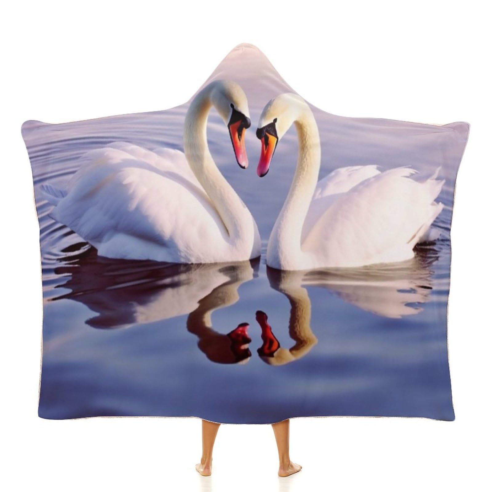 Couverture à capuche portable cœur de cygne pour des soirées cocooning sur le canapé