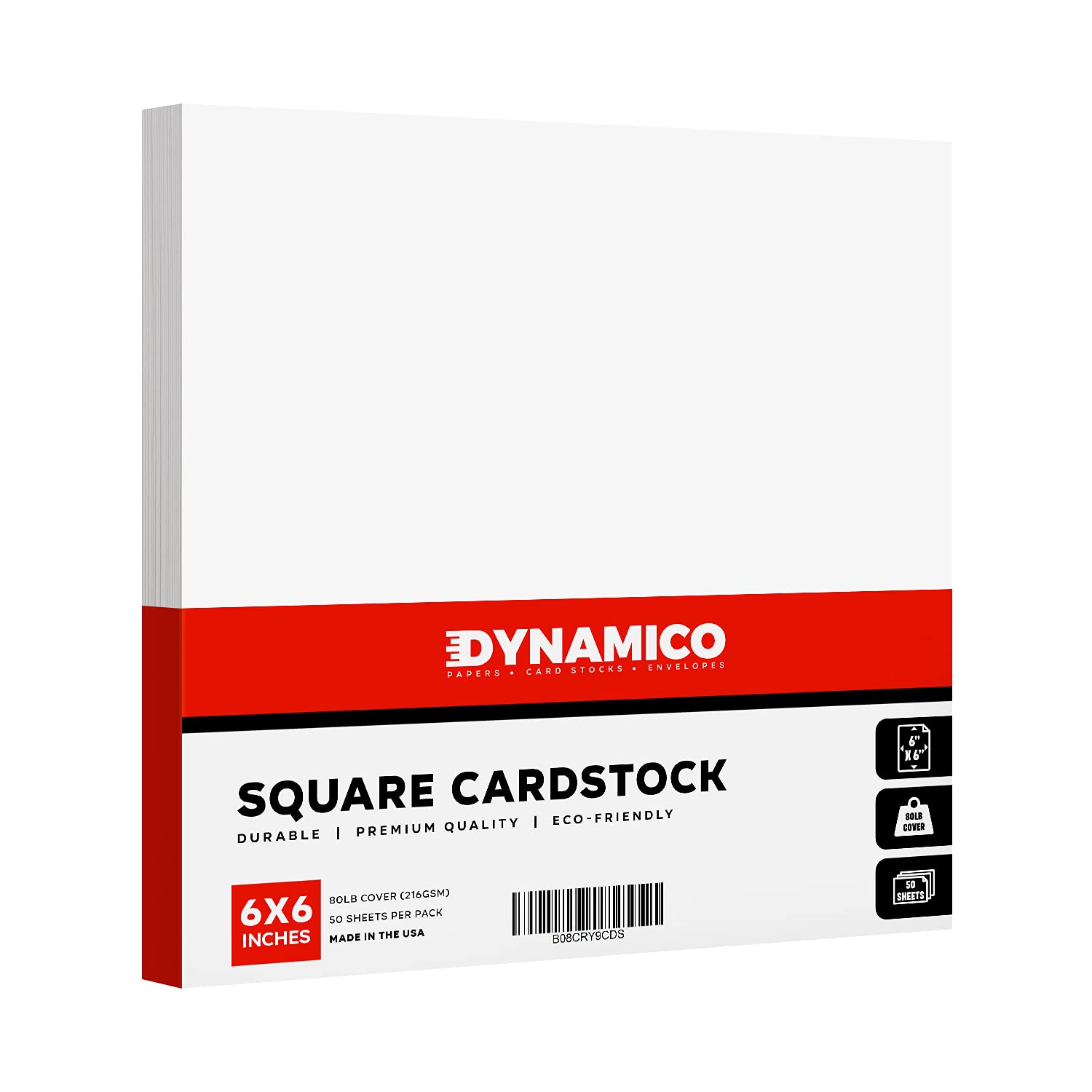 6” x 6” Square Cardstock | 80lb Cover White Thick Card Stock Paper – Smooth Finish | Great for Arts and Crafts, Photos, Wedding Invitations,