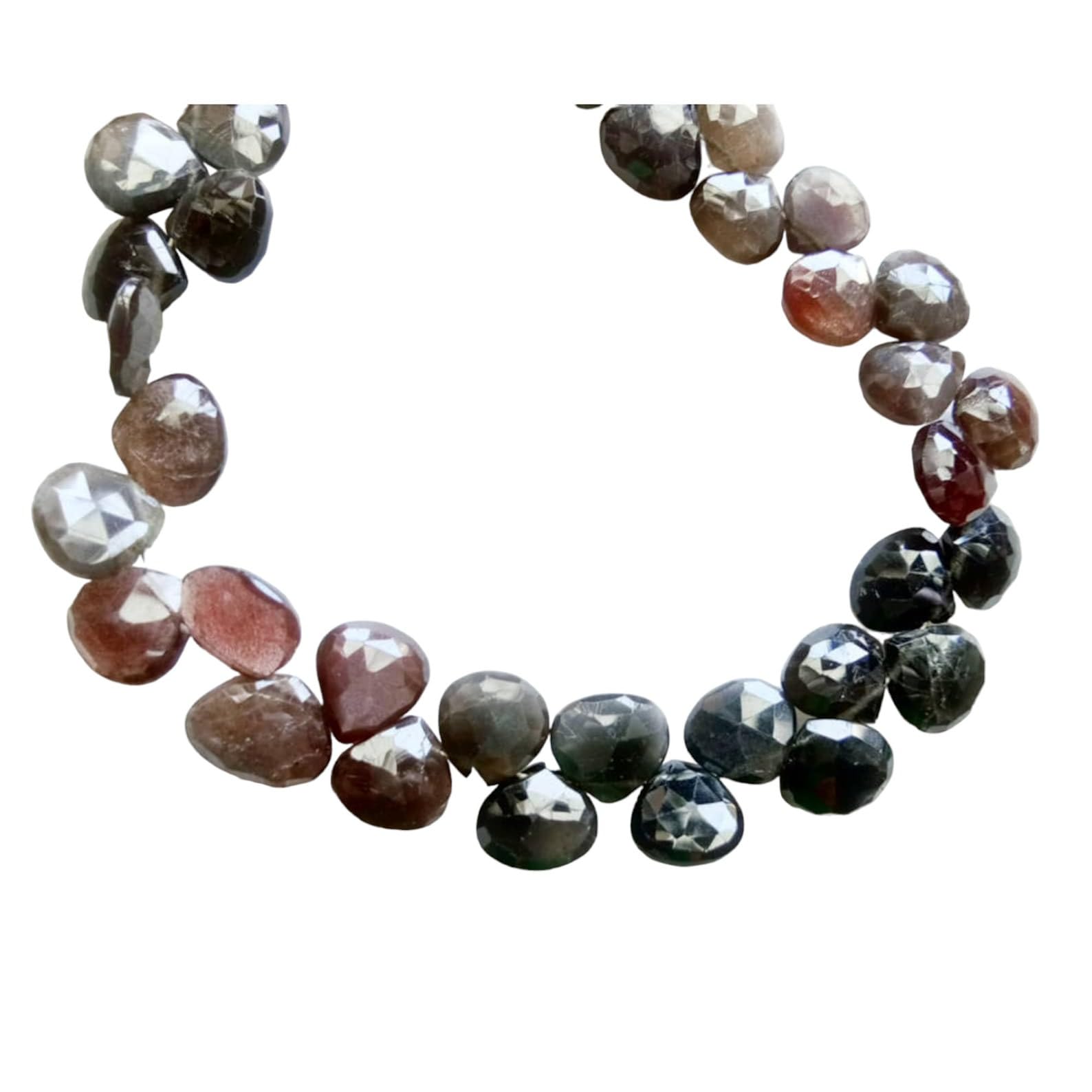 Gems For Jewels 7.5-10mm Staurolite Faceted Heart, Staurolite Beads, Staurolite Necklace, Faceted Heart Beads, Shaded Beads (4.5IN To 9IN Options) - A1J8
