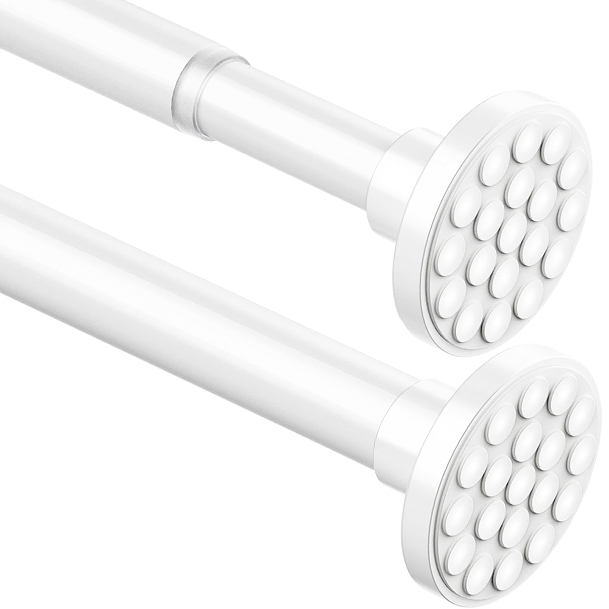 Curtain Pole, No Drilling, Extendable Telescopic Clothes Rail, Shower Curtain Rail, Extra Length Telescopic Rod Curtain for Bathroom, Bedroom, White (85-155CM, Φ32 mm)