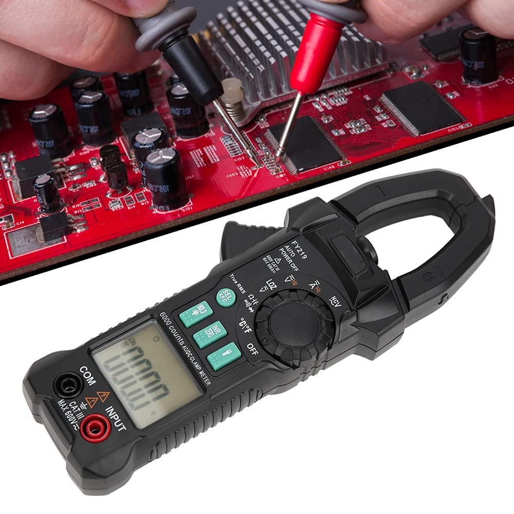 Hyuduo Pinza Amperometrica FY219 Multimetro Digitale, Tester Portatile di Temperatura, Tensione, Corrente ABS, Misurazione Ad Alta Precisione, Amperometro a Pinza per Elettricisti Manutenzione