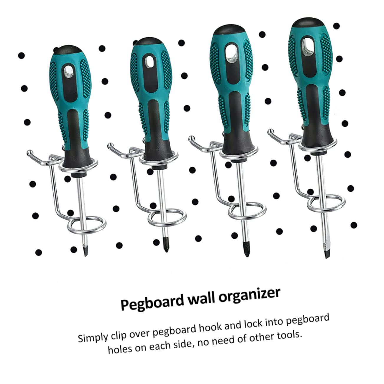 PRETYZOOM Iron Pegboard Screwdriver Organizers 5pcs Metal Hooks Tool Rack for Garage Home Living Room Bathroom Storage