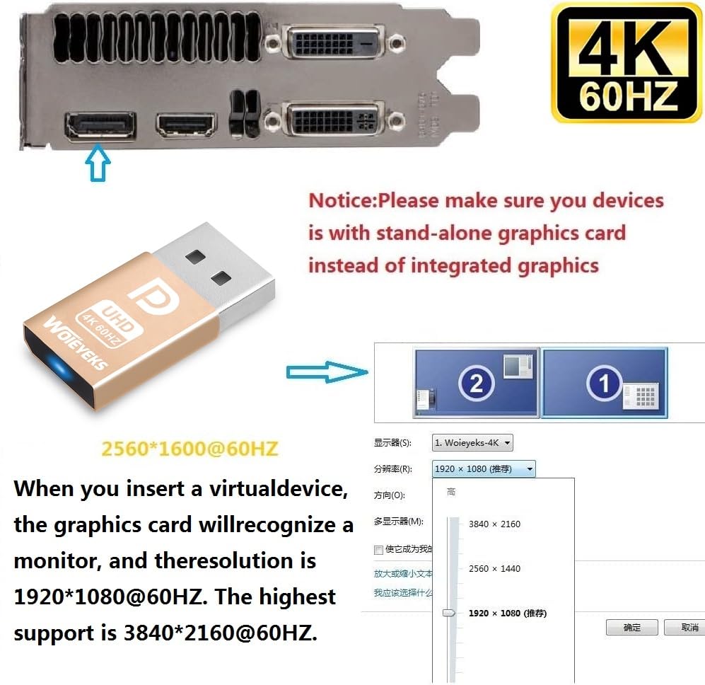 4K 60Hz DP DisplayPort Dummy Plug 1 Pack miniatura 2