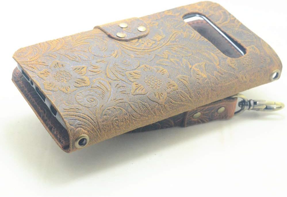 JJNUSA Handmade Retro Book Style Leather Wallet Case for Samsung Galaxy S10 5G 6.7 inch Flip Cover Gift Handmade Brown