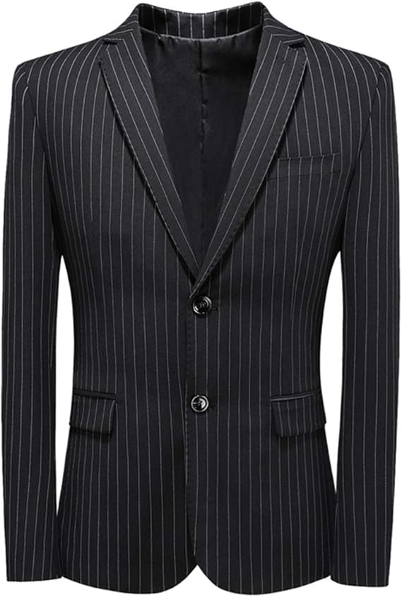 Men's Pinstripe Casual Slim Fit Suit Jacket Vintage Stylish Two Button