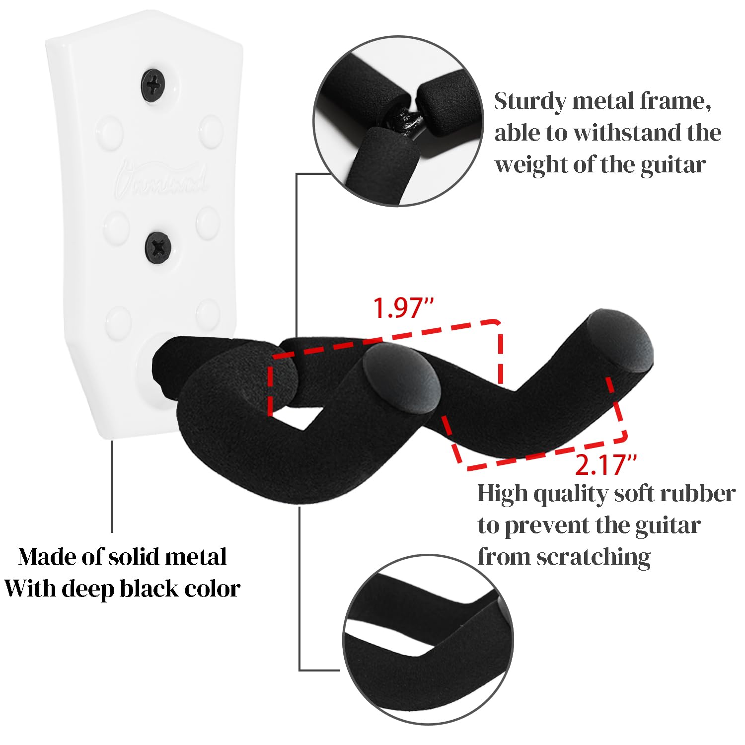 Onmiwod Guitar Wall Mount 3 Pack, White Metal Guitar Hanger, V-Shaped Guitar Wall Hangers Mount - Image 4