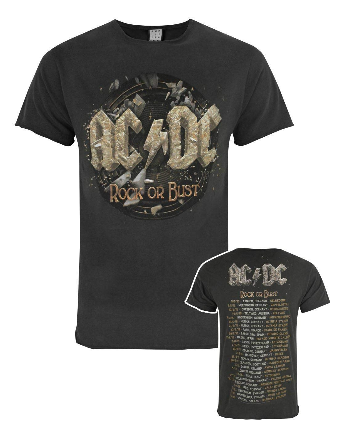 Amplified Men's Charcoal Ac/Dc Comics Rock Or Bust T-Shirt