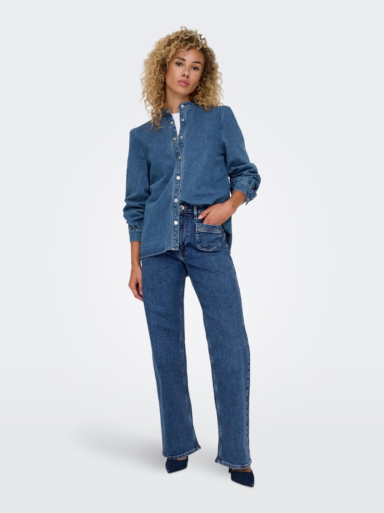 ONLY Female Jeans mit weitem Bein ONLJUICY Hohe Taille Weiter Beinschnitt Jeans