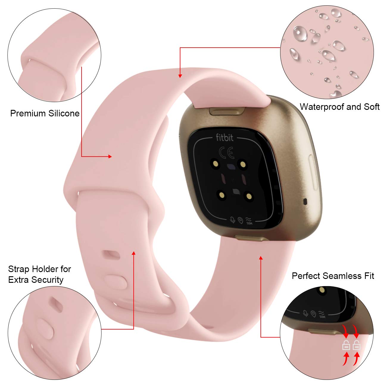 Oielai Compatible for Fitbit Versa 4/Fitbit Versa 3/Fitbit Sense 2/Fitbit Sense Strap - Image 3