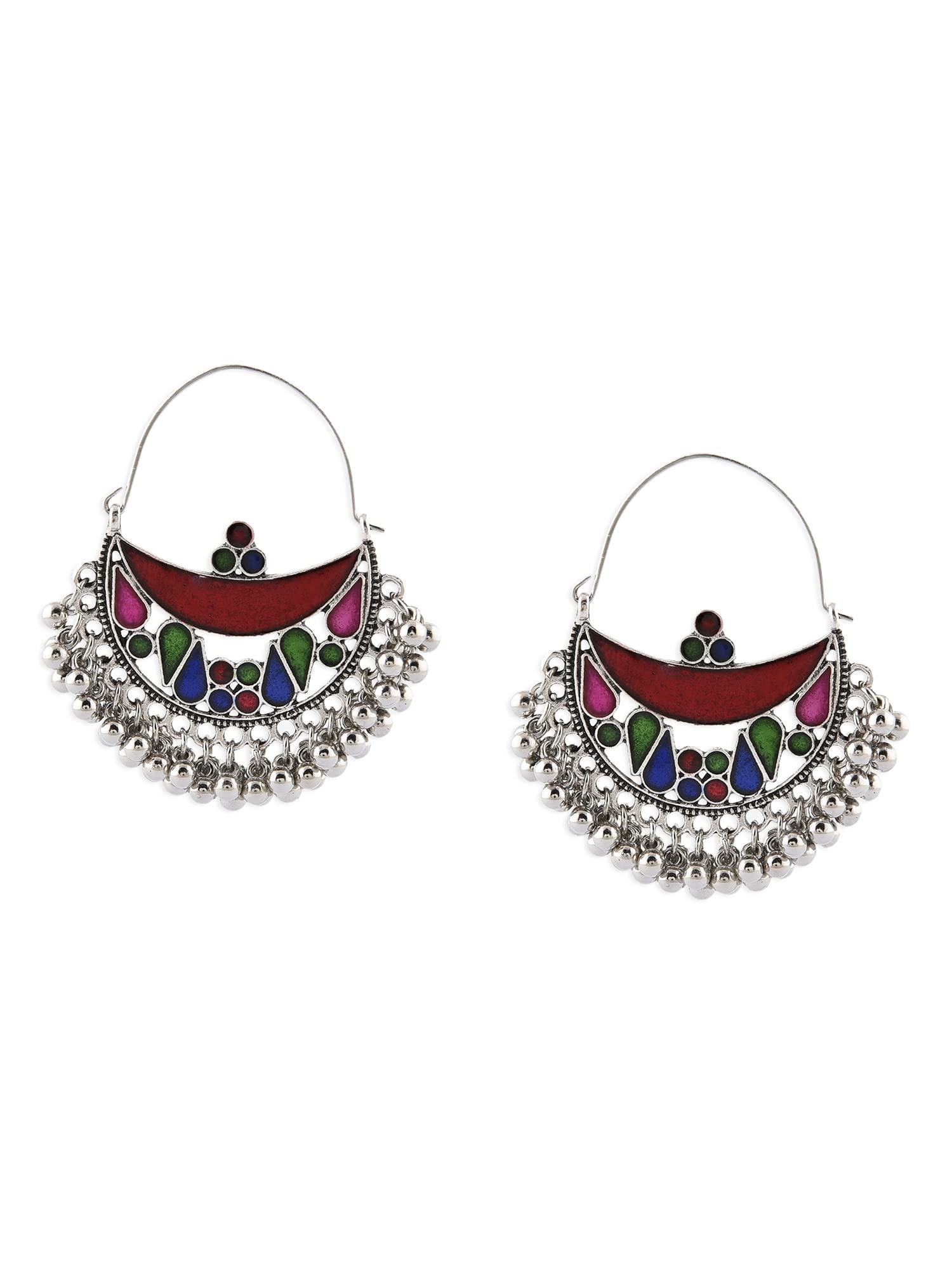 Zaveri Pearls Multicolor Meenakari Antique Oxidised Chandbali Earring For Women-ZPFK15346 (B0BRNFR97X) Amazon Price History, Amazon Price Tracker
