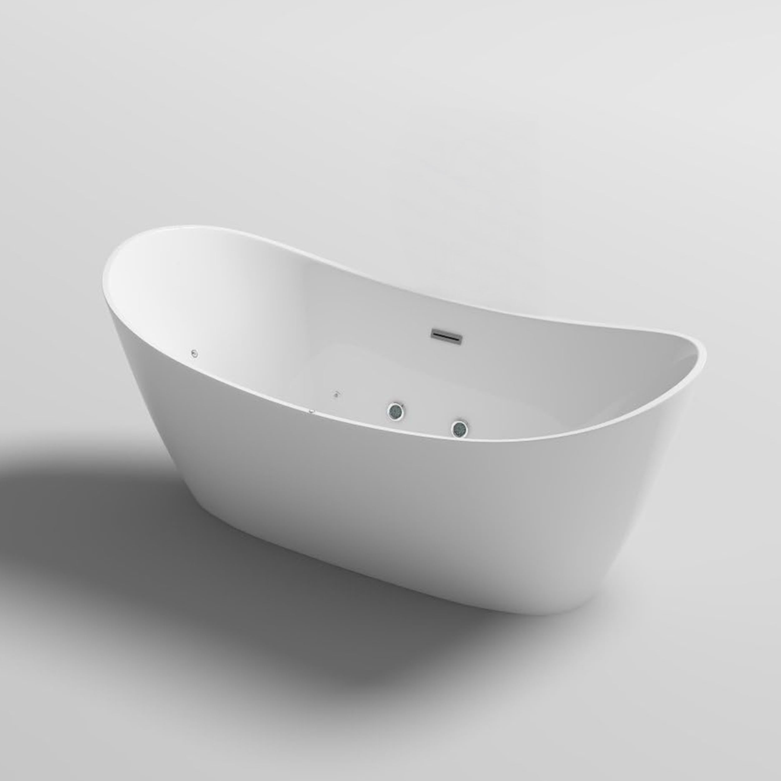 Freistehende Luxus Whirlpool Badewanne Oslo – 180x90 cm – 12 Massage-Düsen, LED-Farblichttherapie, freistehend für 2 Personen, Hot Tub Spa Indoor – Ohne Armatur