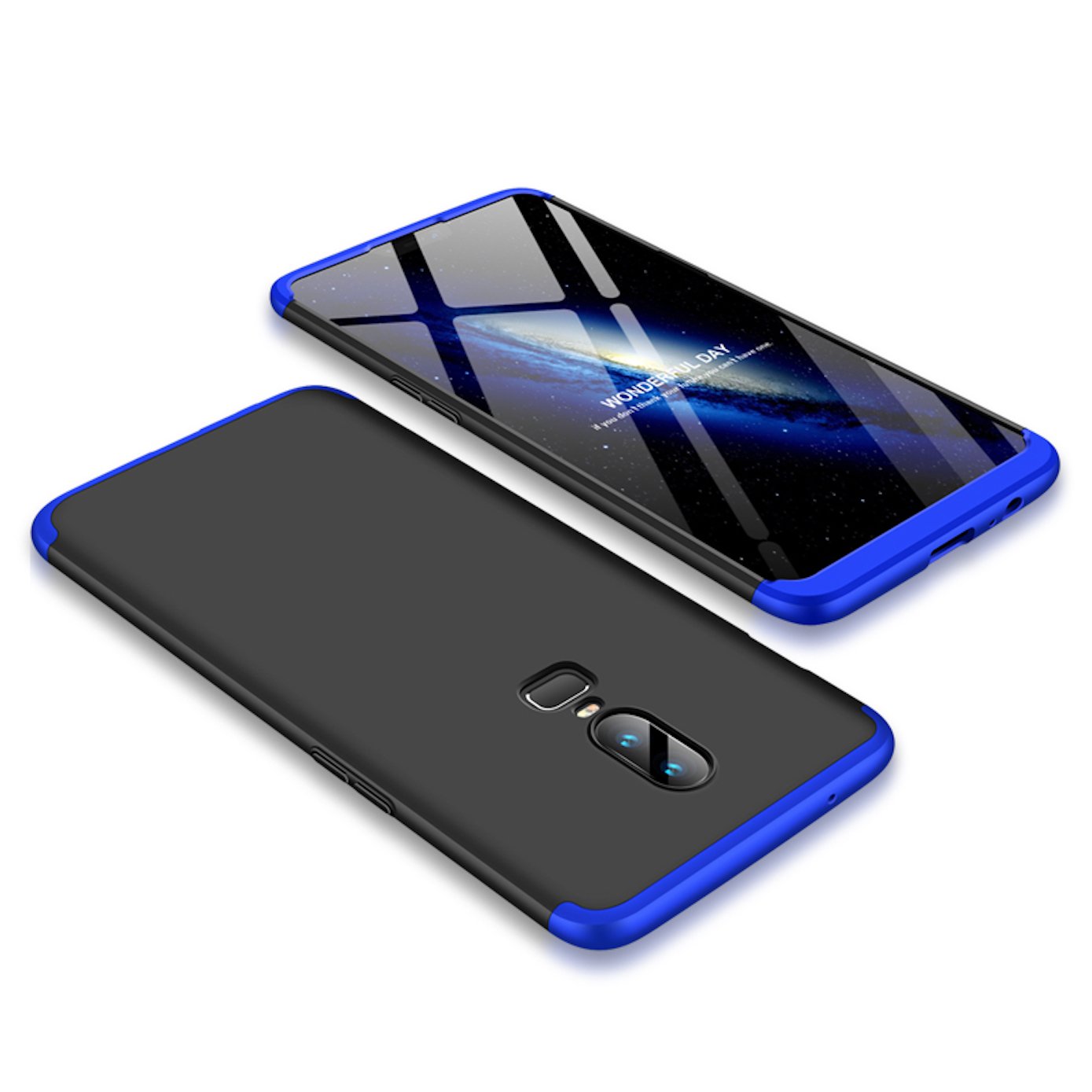BounceBack 3 in1 360 Degree Anti Slip Super Slim Back Cover for Oneplus 6(Black and Blue) (B07D7ZM2SL) Amazon Price History, Amazon Price Tracker
