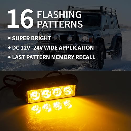 Miniatura 2 de FXC 2 luces estroboscópicas intermitentes de montaje en superficie de 4 LED para camión, coche, vehículo, rejilla LED, luz de emergencia,
