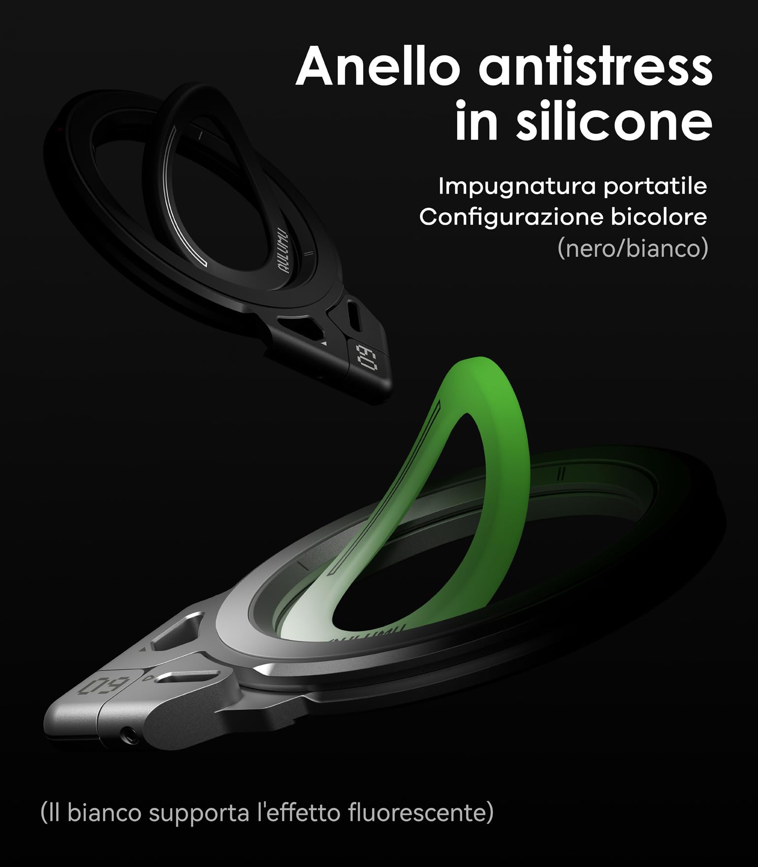 Aulumu G09 Anello Magnetico Cellulare per MagSafe Supporto Magnetico Bifacciale 360° Rotazione, Forza 20N, 0,3cm Sottile Anello Cellulare per iPhone 17 16 15 14 13 12 Pro Max, Android, Nero