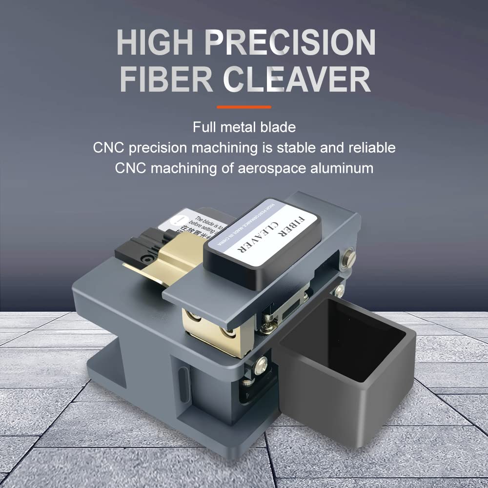 TM20 Fiber Cleaver Taglierina Fibra Ottica con 24 Punti di Cleaving da Precisione CNC Machining, Mannaia Fibra Ottica con Supporto per Fibra 3 in 1 e Materiale in Alluminio Aeronautico