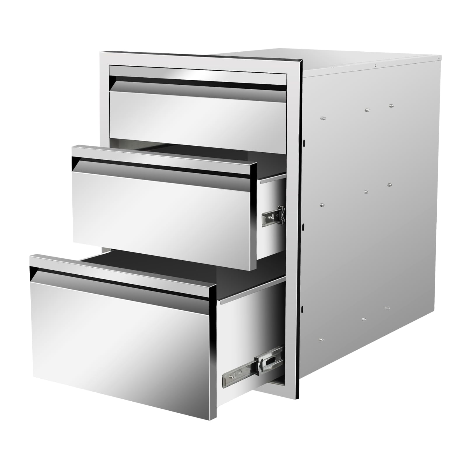 Outdoor Kitchen Drawers 18" W x 24" H x 23" D Stainless Steel Drawer BBQ Triple Drawers with Hidden Handle for Outdoor Kitchen Island, Patio Grill Station