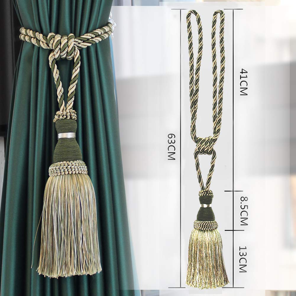 Bel Avenir Embrasses décoratives avec pompons faites à la main pour rideaux (Vert, 4)