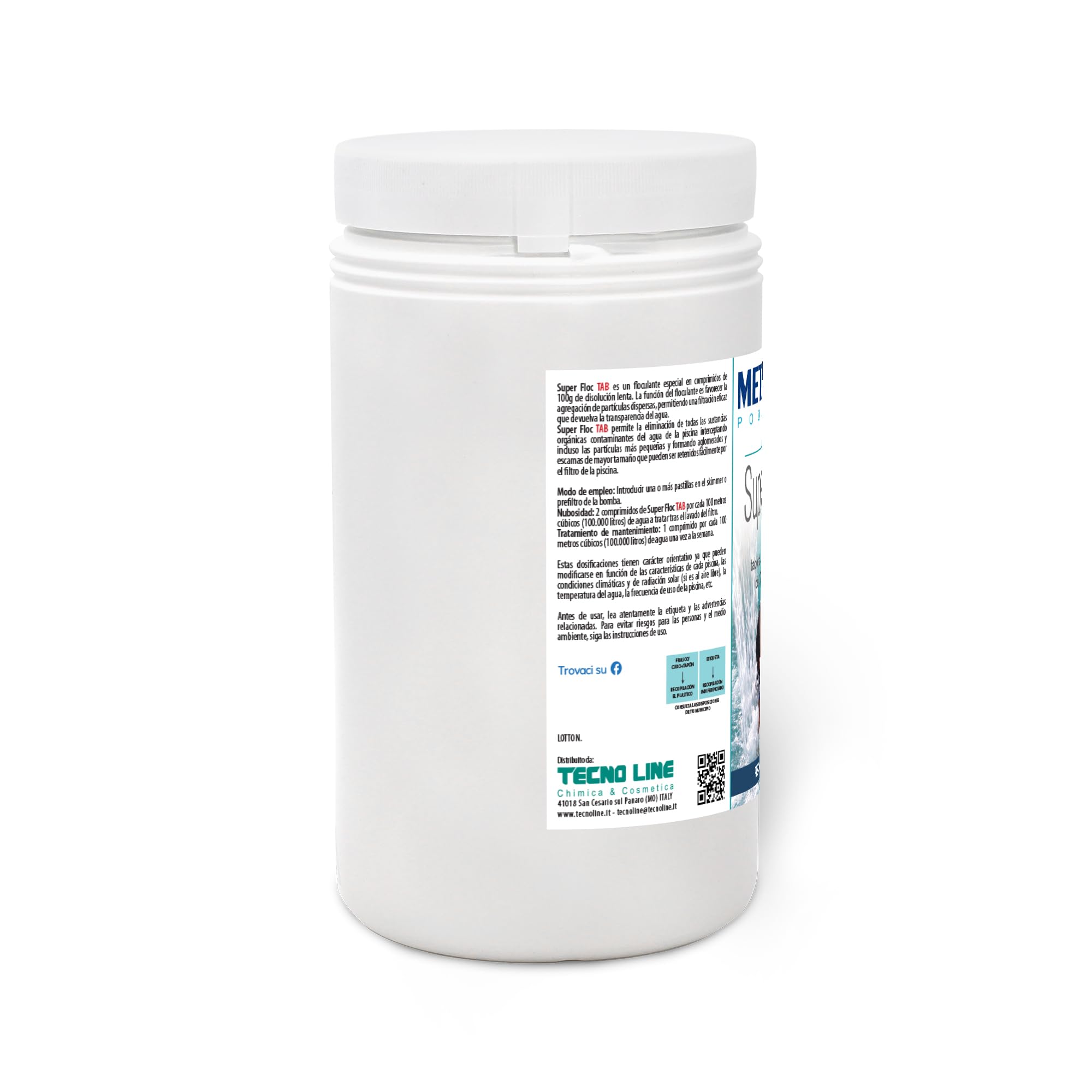 Super FLOC Tab 2 kg (1+1) - Floculant et clarifiant pour Eau de Piscine en pastilles de 100 g à Dissolution Lente